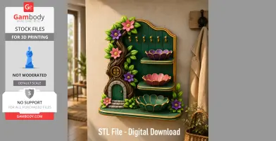 Fantasy Fairy Key Holder and Bow Shelf STL File for 3D Print