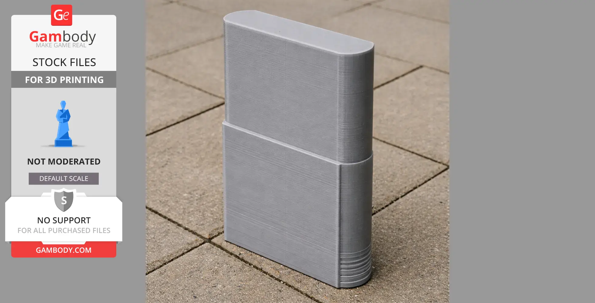 A 3D printed model of a modern architectural tower with rounded corners, resembling a city skyscraper.