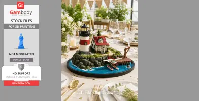 Coastal Lighthouse Island Diorama STL File for 3D Print