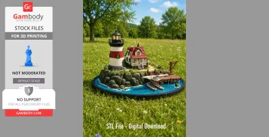 Coastal Lighthouse Island Diorama STL File for 3D Print