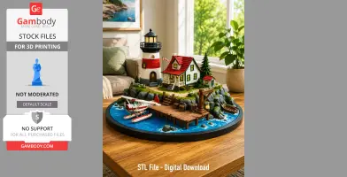 Coastal Lighthouse Island Diorama STL File for 3D Print