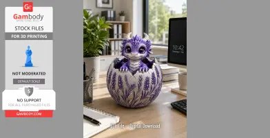 Lavender Baby Dragon in Egg STL File for 3D Print