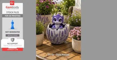 Lavender Baby Dragon in Egg STL File for 3D Print
