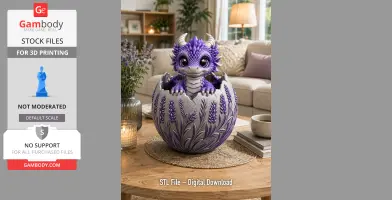 Lavender Baby Dragon in Egg STL File for 3D Print