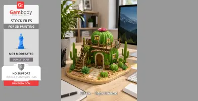 Desert Cactus House Diorama STL File for 3D Print