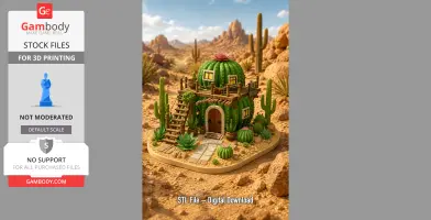 Desert Cactus House Diorama STL File for 3D Print