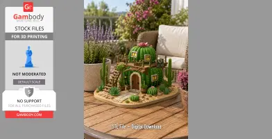 Desert Cactus House Diorama STL File for 3D Print