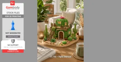 Desert Cactus House Diorama STL File for 3D Print