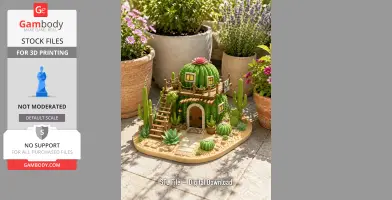 Desert Cactus House Diorama STL File for 3D Print