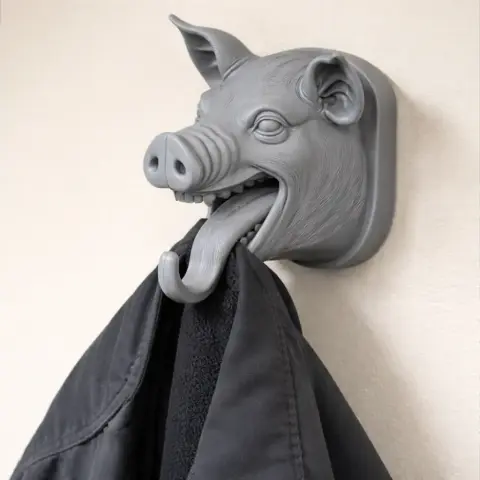 Pig HEAD WALL HANGER COAT AND KEY - Animal Wall Hook STL