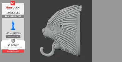 Porcupine HEAD WALL HANGER COAT AND - Animal Wall Hook STL