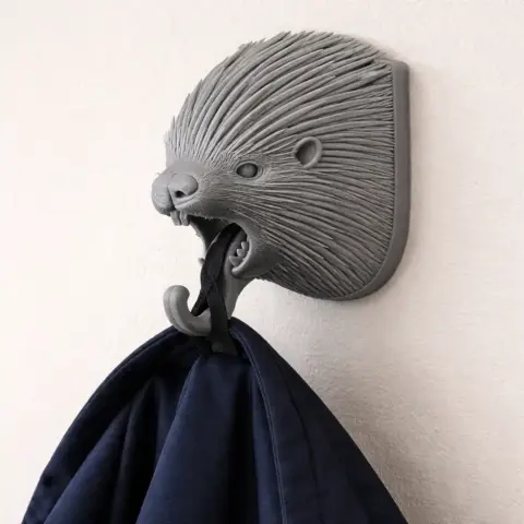 Porcupine HEAD WALL HANGER COAT AND - Animal Wall Hook STL