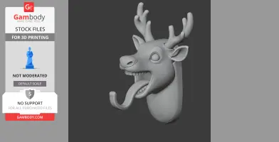 Reindeer HEAD WALL HANGER COAT AND - Animal Wall Hook STL