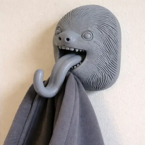 Sloth Head Wall Hanger Coat and Key - Animal Wall Hook STL