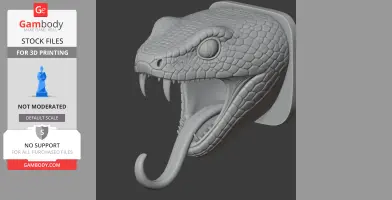 Snake Head Wall Hanger Coat and Key - Animal Wall Hook STL