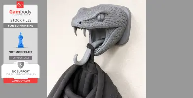 Snake Head Wall Hanger Coat and Key - Animal Wall Hook STL