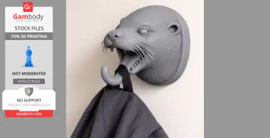 Otter HEAD WALL HANGER COAT AND KEY - Animal Wall Hook STL