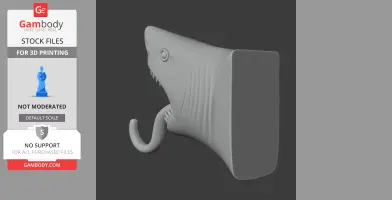 Shark Head Wall Hanger Coat and Key - Animal Wall Hook STL