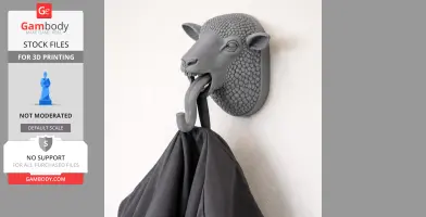 Sheep HEAD WALL HANGER COAT AND KEY - Animal Wall Hook STL