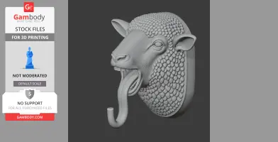 Sheep HEAD WALL HANGER COAT AND KEY - Animal Wall Hook STL