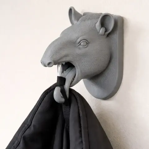 Tapir HEAD WALL HANGER COAT AND KEY - Animal Wall Hook STL
