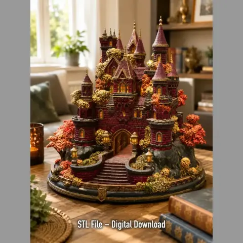 Crimson Autumn Enchanted Castle STL File for 3D Print