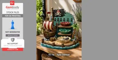 Pirate Ship Key Holder and Treasure Organizer STL File for 3D Print
