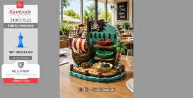 Pirate Ship Key Holder and Treasure Organizer STL File for 3D Print