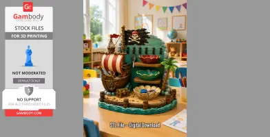 Pirate Ship Key Holder and Treasure Organizer STL File for 3D Print