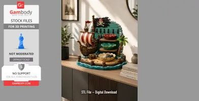 Pirate Ship Key Holder and Treasure Organizer STL File for 3D Print