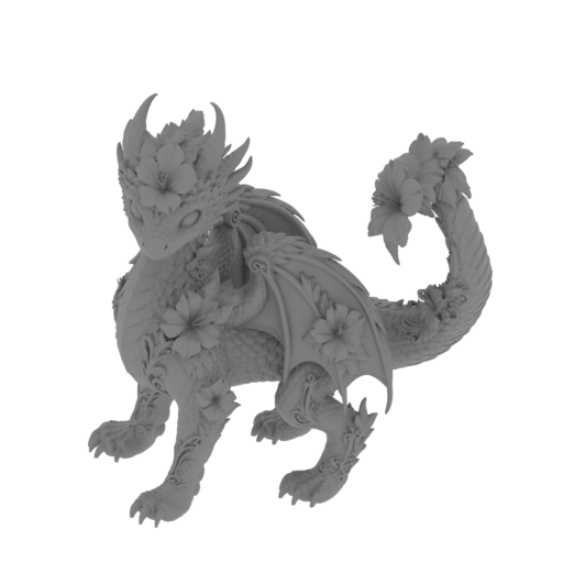 yellow hibiscus dragon.stl