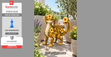 Golden Hibiscus Dragon STL File for 3D Print