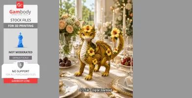 Golden Hibiscus Dragon STL File for 3D Print
