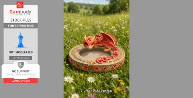 Red Hibiscus Dragon Bowl STl File for 3D Print
