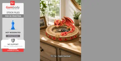 Red Hibiscus Dragon Bowl STl File for 3D Print