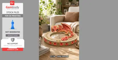 Red Hibiscus Dragon Bowl STl File for 3D Print