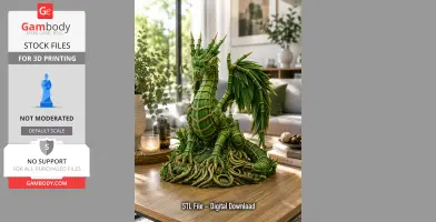 Emerald Bamboo Dragon STL File for 3D Dragon