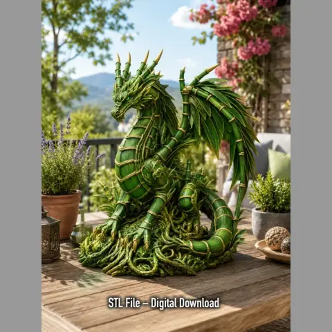 Emerald Bamboo Dragon STL File for 3D Dragon