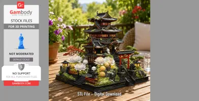 Zen Mountain Temple STL File for 3D Print