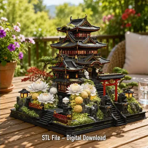Zen Mountain Temple STL File for 3D Print