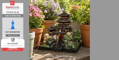 Zen Mountain Temple STL File for 3D Print