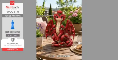 Crimson Tulip Dragon STL File for 3D Print