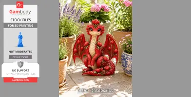 Crimson Tulip Dragon STL File for 3D Print
