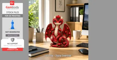 Crimson Tulip Dragon STL File for 3D Print