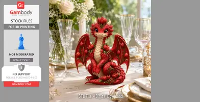 Crimson Tulip Dragon STL File for 3D Print
