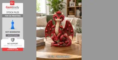 Crimson Tulip Dragon STL File for 3D Print