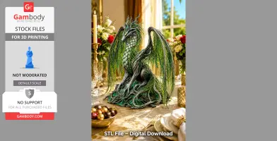 A dragon with features resembling willow branches and leaves, set on an elegant dining table.
