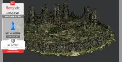 A detailed 3D model of Harrenhal, featuring ruined towers and walls, ideal for 3D printing.