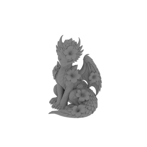 sitting hibiscus dragon.stl