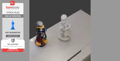 Daffy Duck in mobster attire, one colored and one white model, designed for 3D printing.